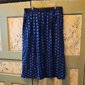 J. Crew Blue Dot Lined Cotton Skirt